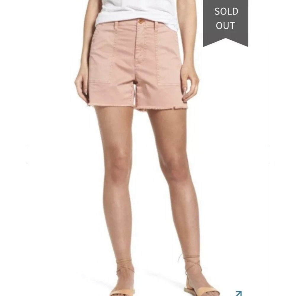 Chic NWT Women's Madewell‎  garment-dyed cutoff shorts 26 Salmon Pink OLDSTOCK